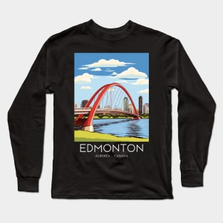 A Pop Art Travel Print of Edmonton - Canada Long Sleeve T-Shirt